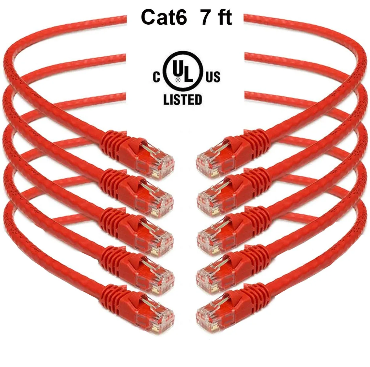 iMBAPrice iMBAPrice Cat6 Ethernet Cable 7ft Red Pack of 5 — product photo