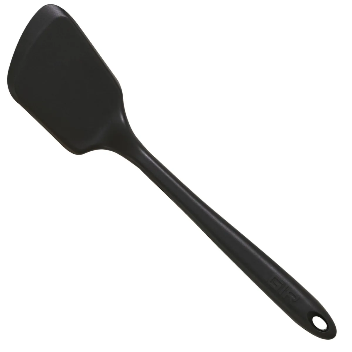 Black silicone mini flip turner, 11 inch seamless one-piece design with thin angled blade