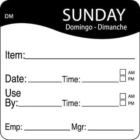 Daymark Daymark 1100537 Sunday Label, Black, PK250 — product photo