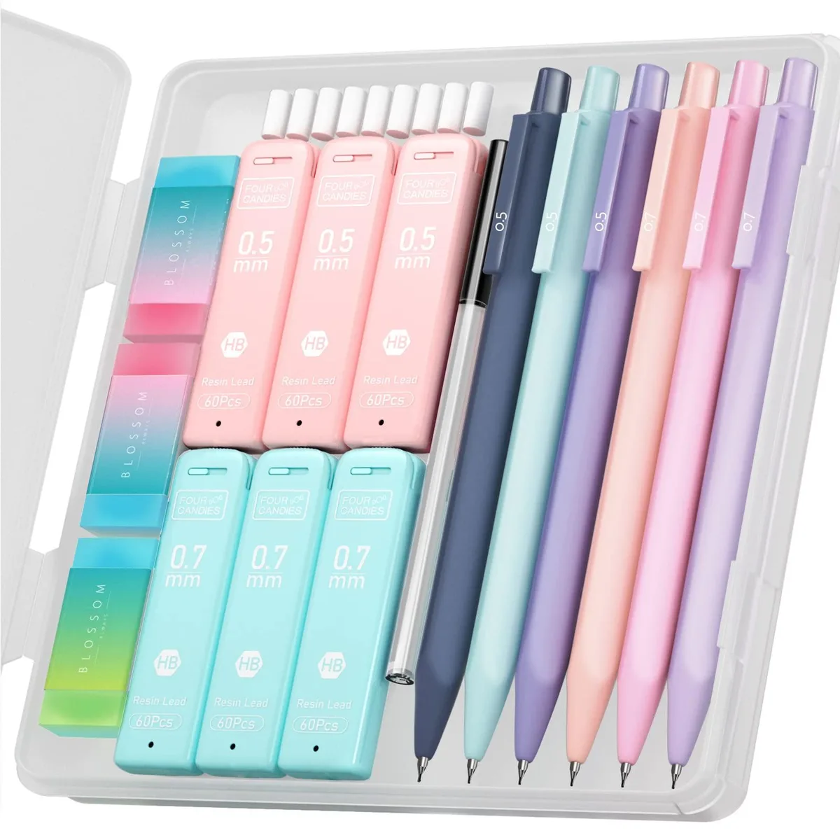  Four Candies FC-ZDQB-0.5/0.7 Mechanical Pencil Set 6-Pack 0.5/0.7mm 360 Leads — product photo