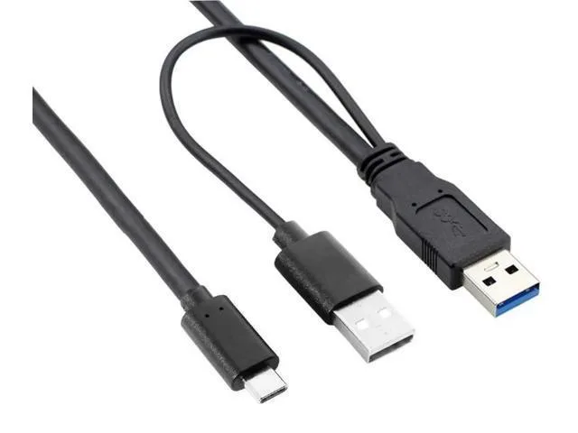 Y-shaped USB-C cable splitting to USB 3.0 and USB 2.0 Type-A plugs, 60cm length