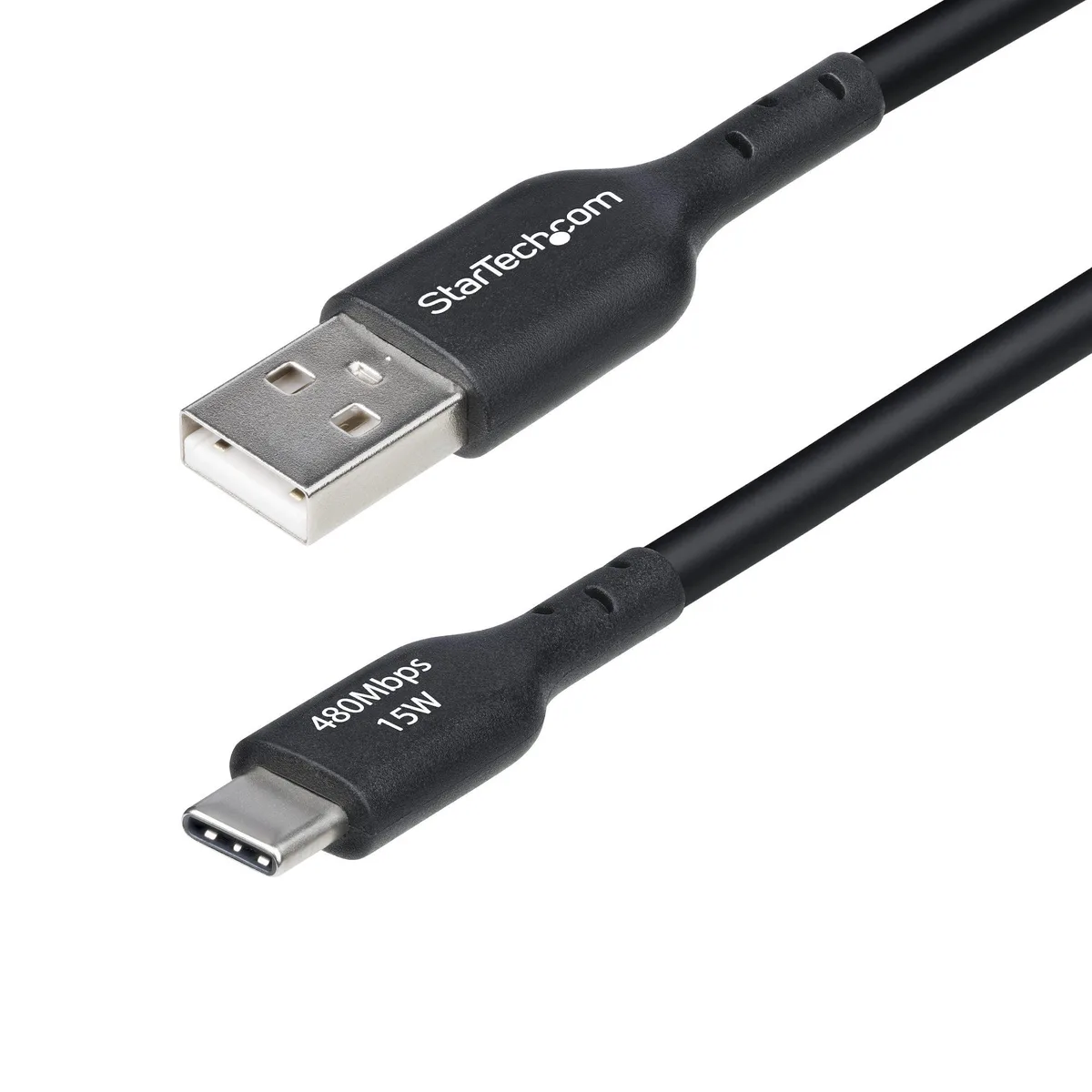 Black 15ft USB 2.0 Type-A to Type-C cable with TPE jacket