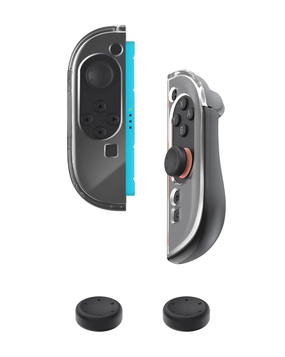 Black ViewSonic grip case for Nintendo Switch 2 with clear front and two thumb grips