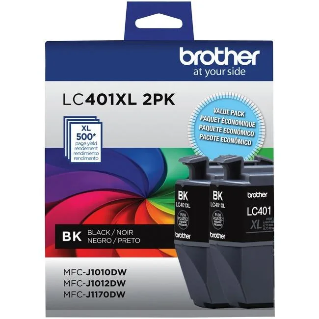 Brother Brother LC401XL2PKS Black High Yield Ink Cartridge 2 Pack — product photo