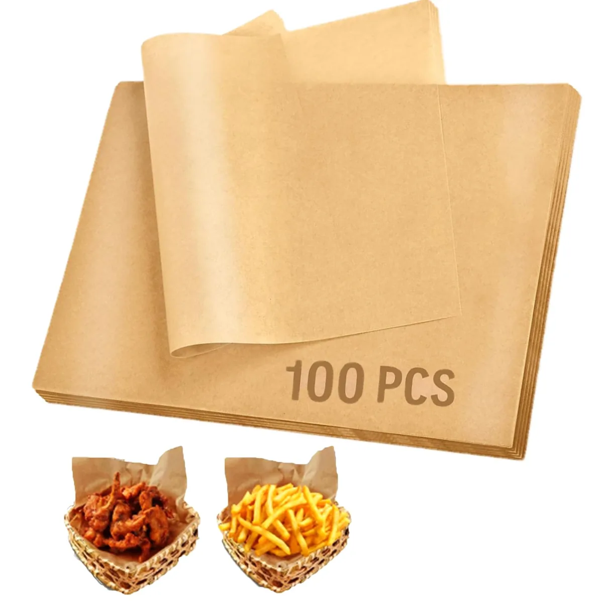 Stack of 100 unbleached brown parchment sheets 12 by 8 inches