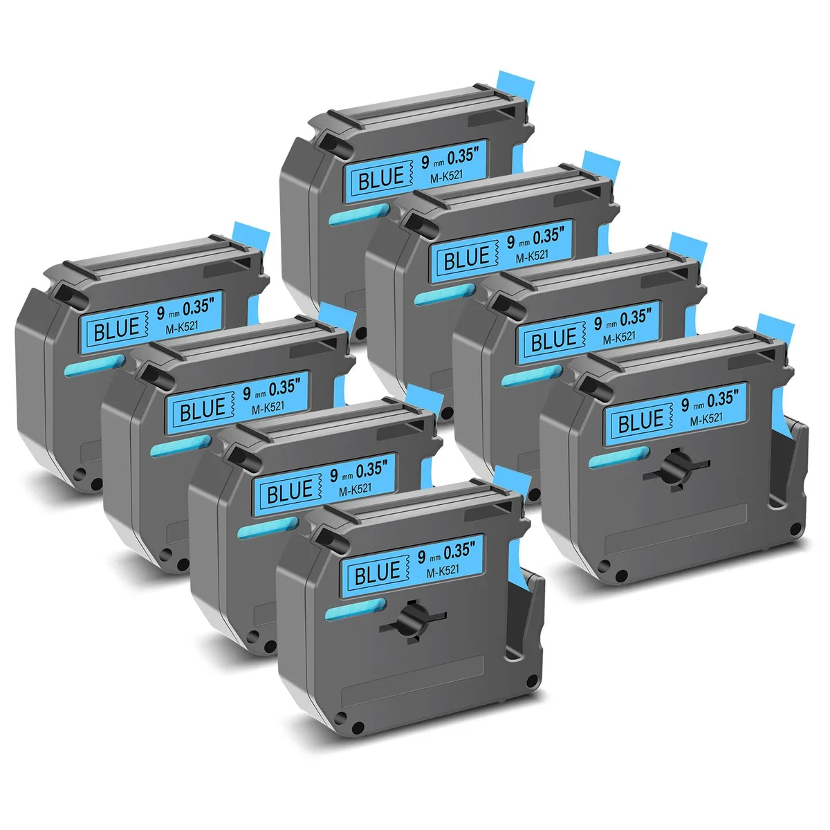 GREENCYCLE GREENCYCLE MK-521 Label Tape 9mm 8m Black on Blue 8 Pack — product photo