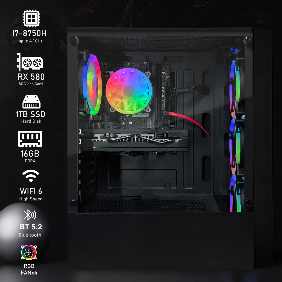 STGAubron STGAubron i7-8750H RX 580 16GB 1TB DDR4 desktop PC — product photo