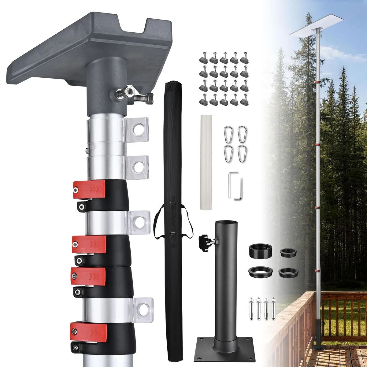 Yescom USA, Inc. Yescom USA, Inc. 25ft Telescoping Aluminum Starlink Gen 3 Pole & Ground Mount Kit Silver — product photo
