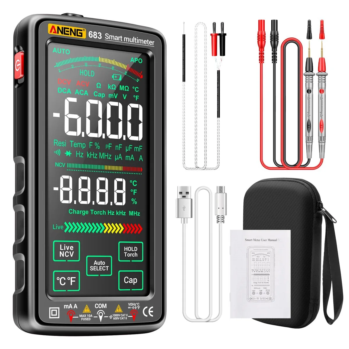 ANENG Smart Multimeter 6000 Counts Touch Screen 200g — product photo