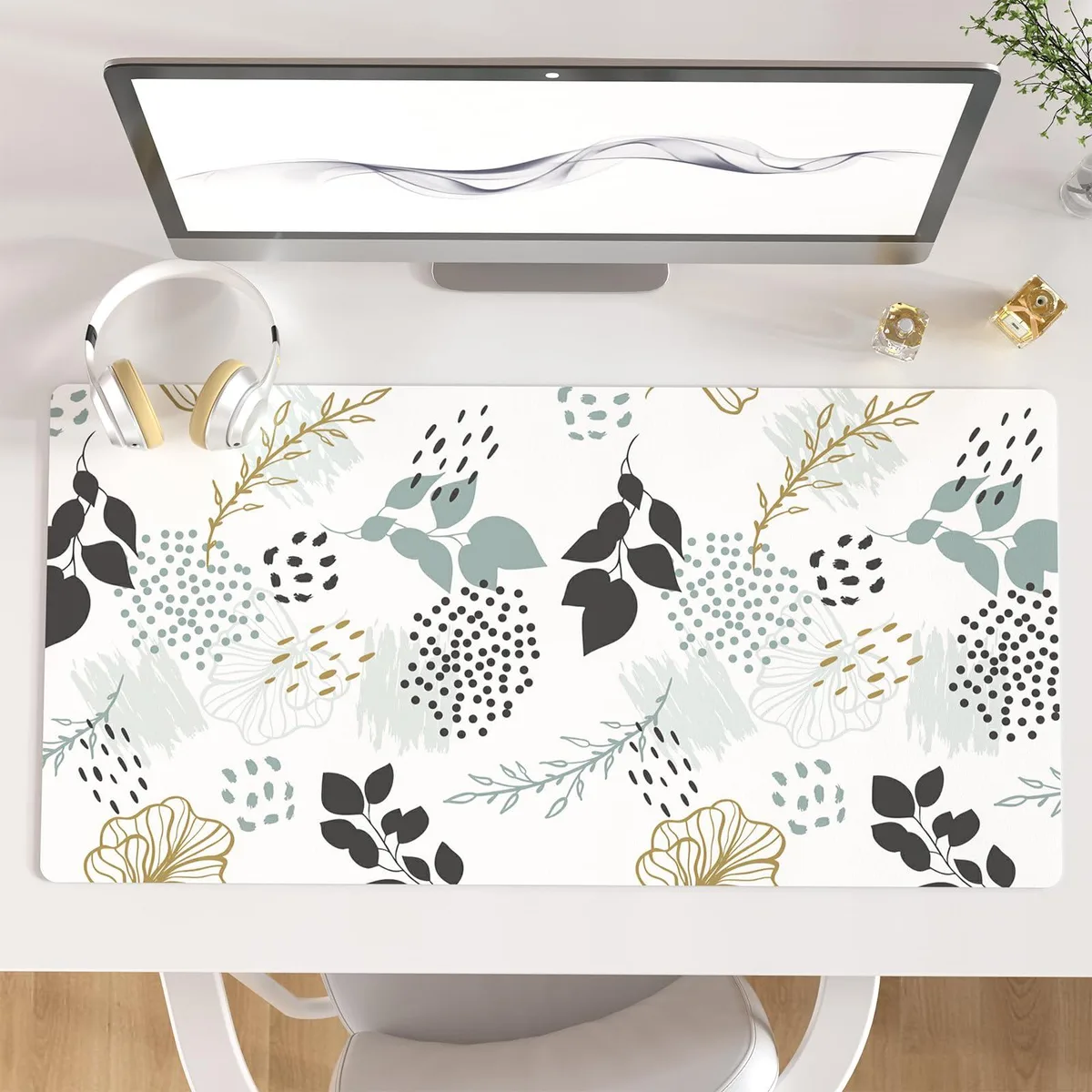 KEHIPI KEHIPI DP-6478-PDP-1 Large Mouse Pad Floral Outlines 31.5" x 15.7 — product photo
