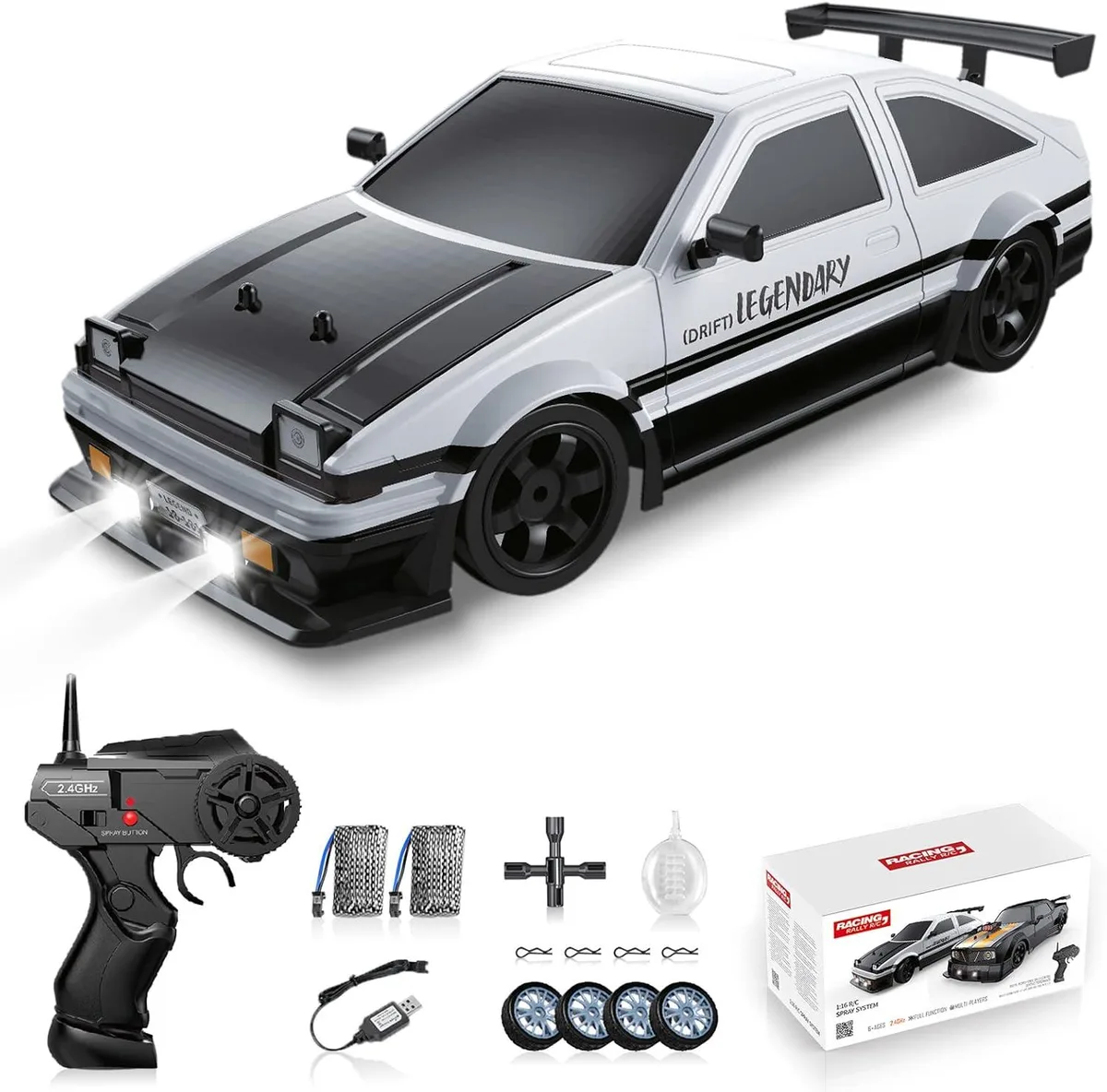 usbroway usbroway 1:16 4WD RC Drift Car 2.4GHz LED Sprayer Two Batteries — product photo
