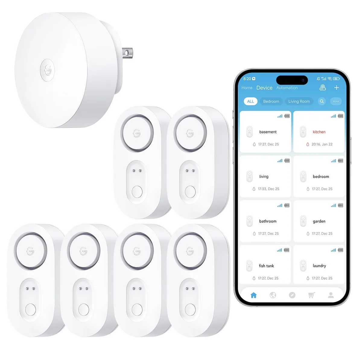  Emerson H5059 Smart Sensor Gateway + Water Sensor 6 Pack 1804 ft 105 dB IP67 — product photo