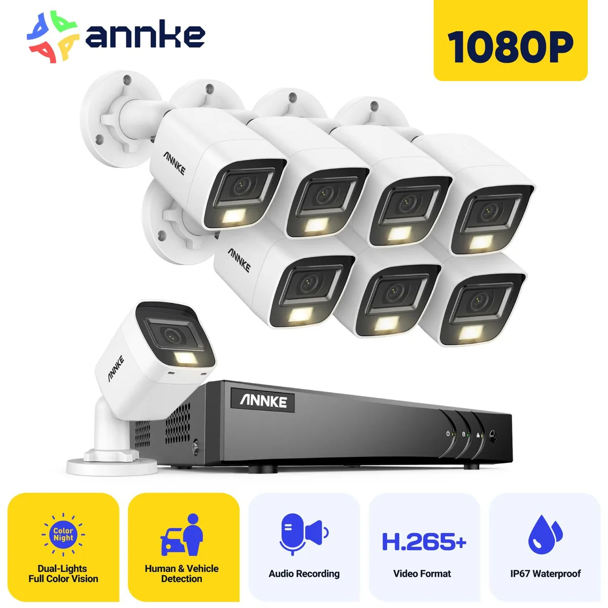 Annke Annke 8CH Wired Security System AI Detection 1080P 8 Cameras White — product photo