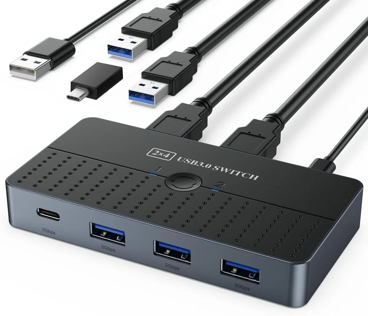 Hitoor Hitoor USB 3.0 KVM Switch 2 in 4 Out USB-C USB-A — product photo