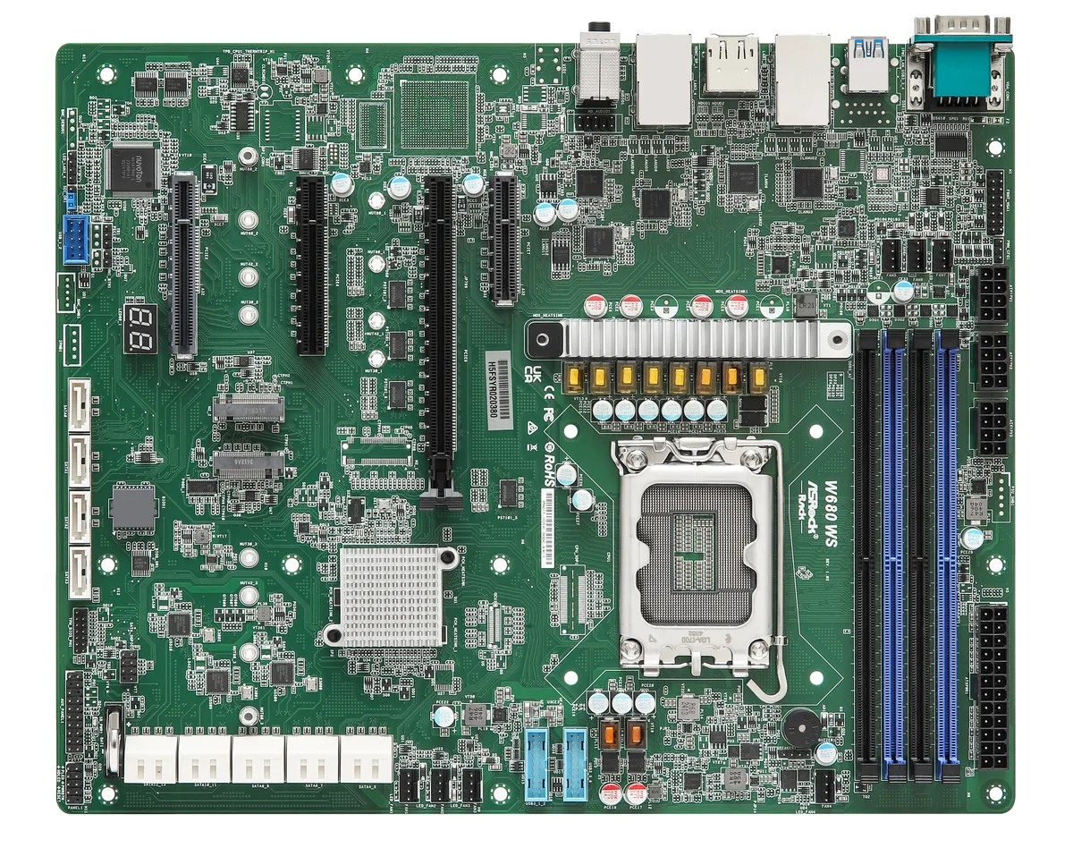 ASRock Rack ASRock Rack W680 WS server motherboard LGA 1700 DDR5 4400 192GB ECC 4x 1GbE — product photo