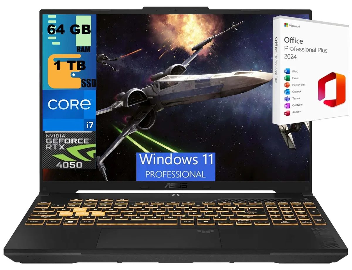 ASUS ASUS TUF F16 gaming laptop i7-13620H RTX 4050 64GB 1TB Pro — product photo
