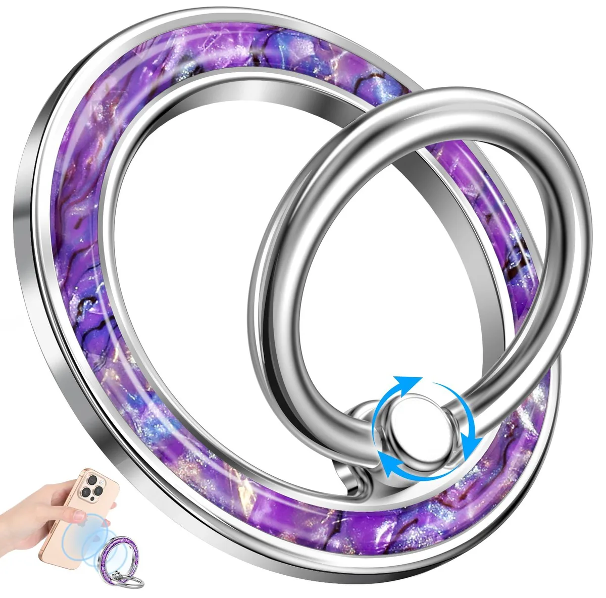  LISEVO Magnetic Phone Ring Holder Purple 12 13 14 15 16 17 cell phones - unlocked — product photo