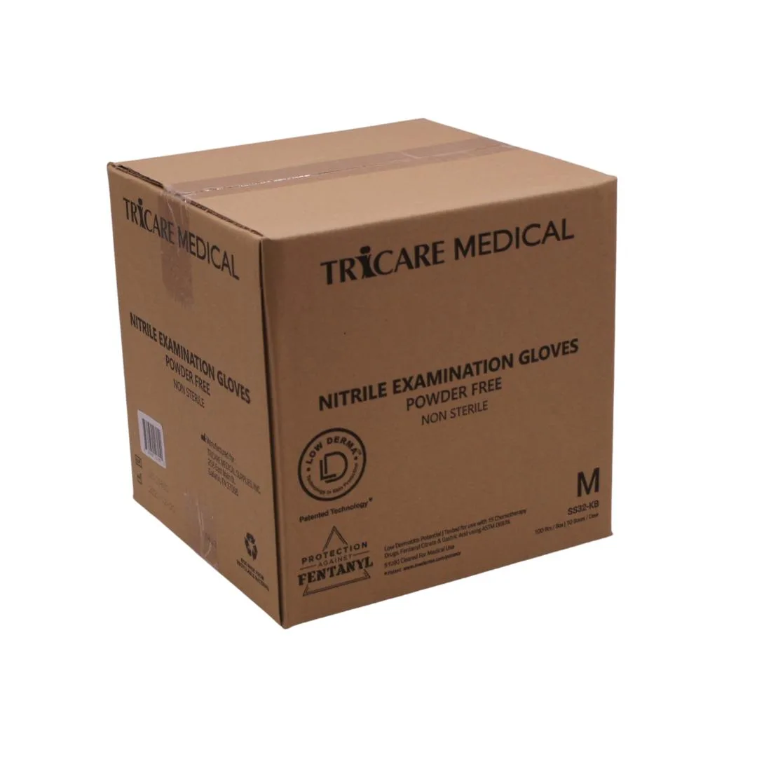 TRICARE MEDICAL TRICARE MEDICAL Nitrile Exam Gloves Low Derma 3.5 Mil Berry Black 1000 Medium — product photo