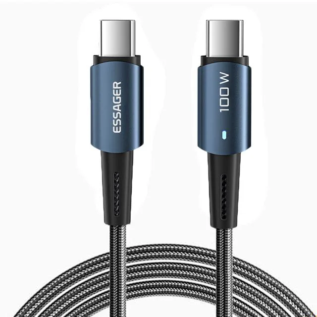 ESTONE ESTONE Essager CG100W 100W USB-C to USB-C Cable 6.6ft Blue — product photo