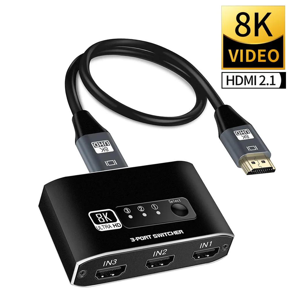 ESTONE ESTONE OZ8Q3-2 3-port HDMI 2.1 video switch 8K@60Hz 48Gbps — product photo