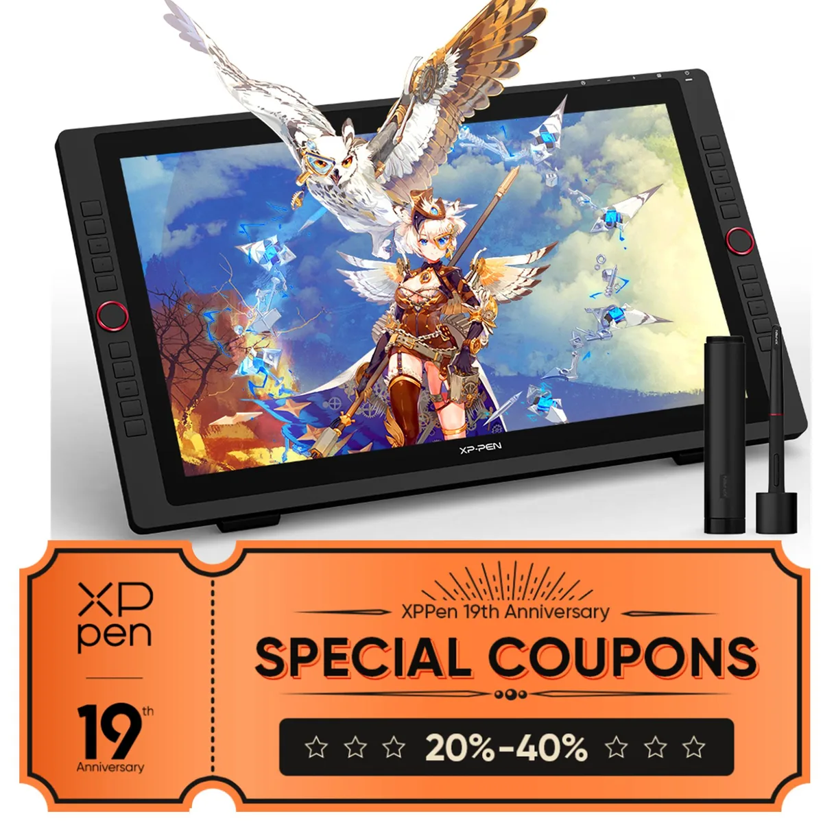 XPPEN Technology CO. XPPEN Technology CO. Artist 22R Pro graphics tablet 21.5 in 1080p 88% NTSC two red dials 20 keys — product photo