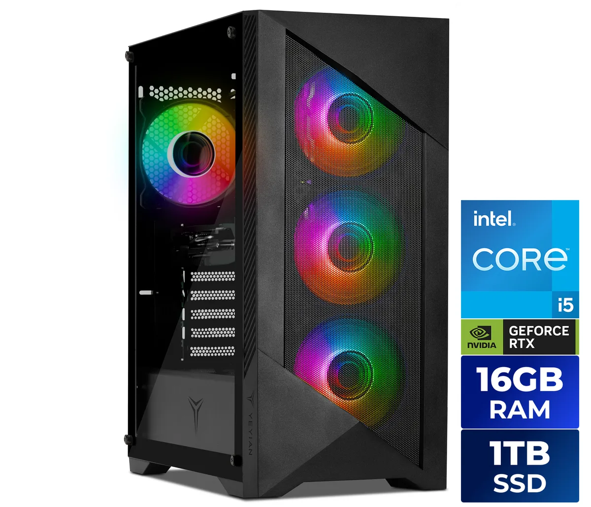 YEYIAN YEYIAN YPI-ED44F0B-350P1N gaming PC i5-14400F 16GB DDR5 1TB NVMe RTX 3050 — product photo