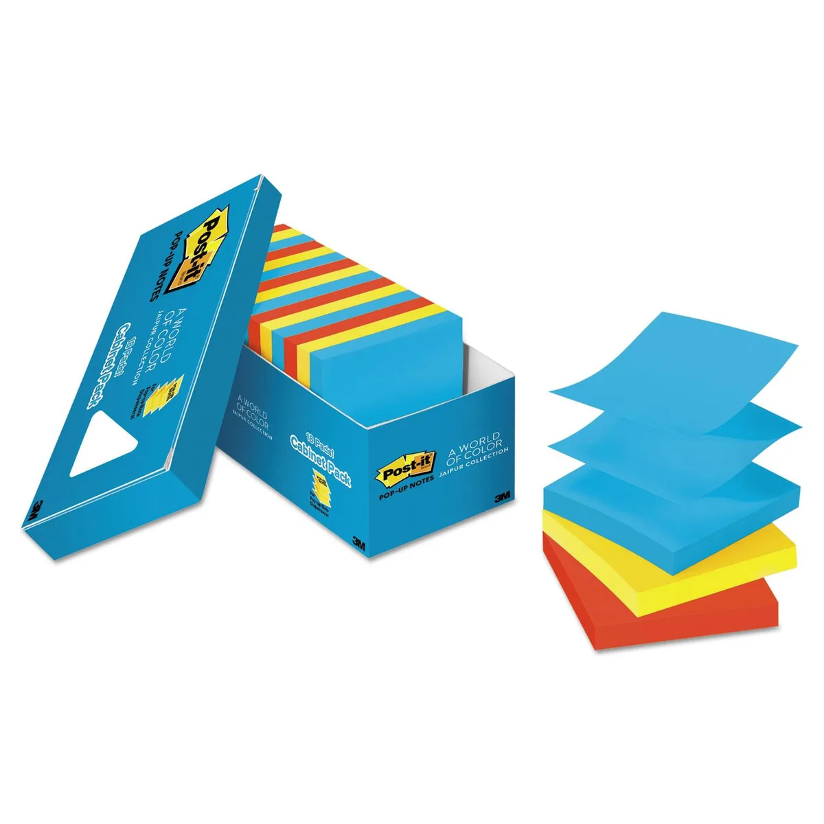 Post-it Pop-up Notes Post-it Pop-up Notes MMMR33018AUCP Pad 3x3 Jaipur 100-Sheet 18/Pack — product photo