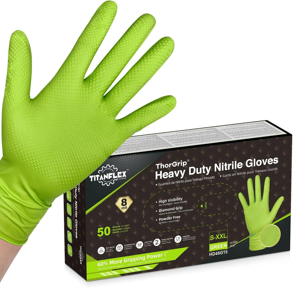  Vibe HD45G12 Gloves 8-mil Green Medium Box of 50 — product photo
