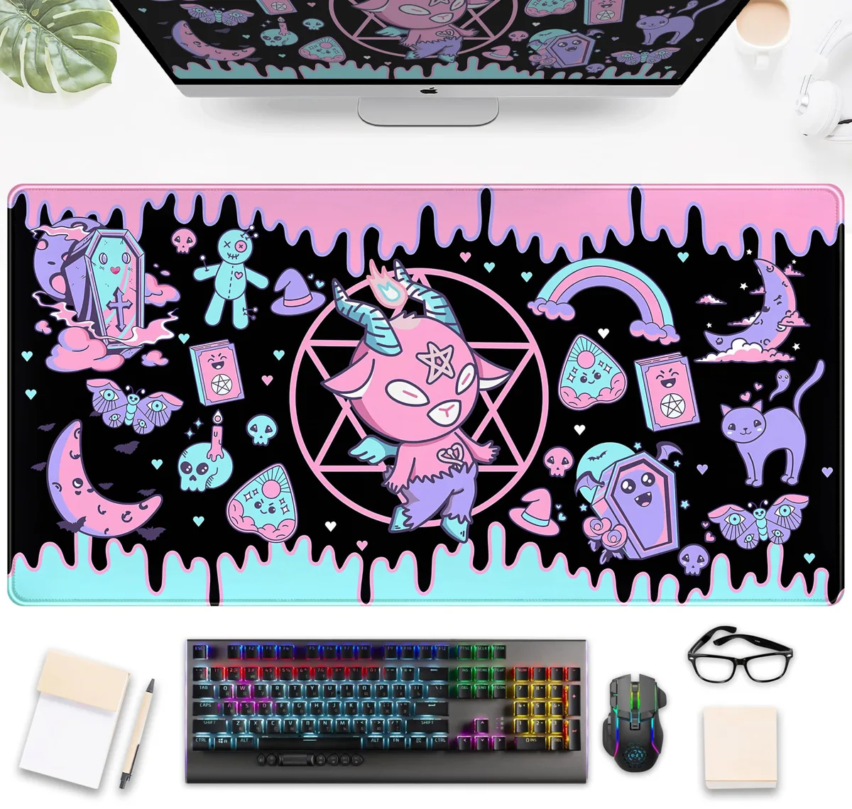 KEHIPI KEHIPI Cute Pastel Goth Desk Mat 31.5"x15.75" mouse pad — product photo