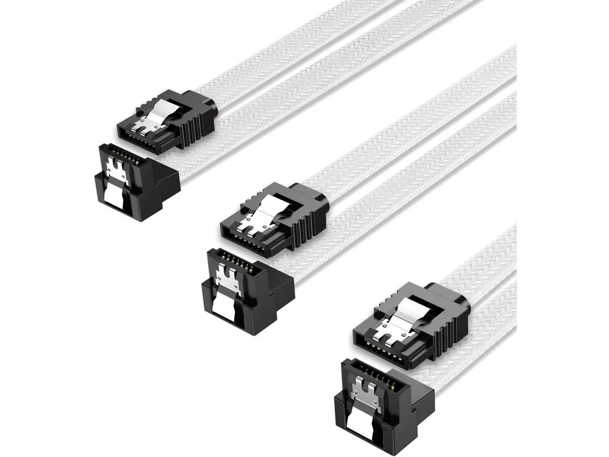 Mickey Technology Mickey Technology SATA cable III 3-pack 90° 6Gbps 50cm 18in white — product photo