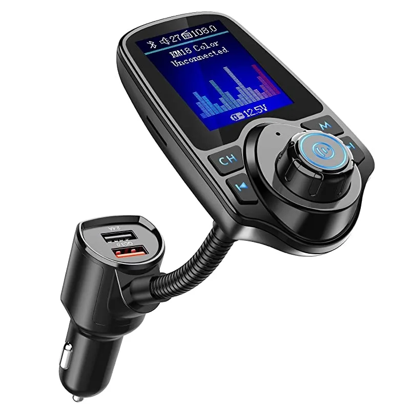 dealfans878 dealfans878 KM18 Upgraded Bluetooth FM Transmitter 1.8 Inch Display QC3.0 Car Electronics Accessory — product photo