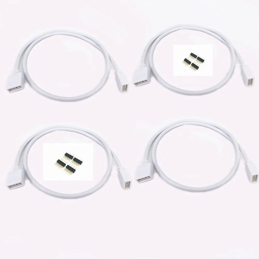 4pcs White 0.5M 1.64ft RGB LED Strip Extension Cable 4 Pin Connector 10mm 5050 3528 2835 — product photo
