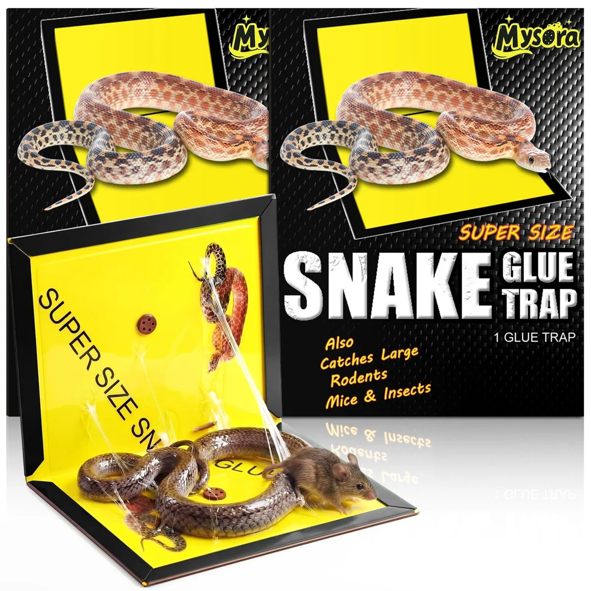 Two large rectangular glue traps, each 10 by 16 inches, folded flat on a light background