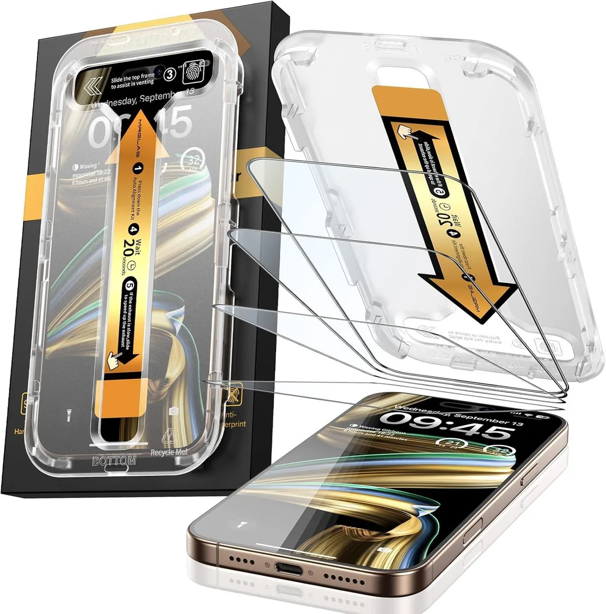 STARWELL STARWELL 4-Pack 9H+ Tempered Glass Screen Protector for iPhone 16 Pro Max 6.9 inch Auto Alignment Kit — product photo