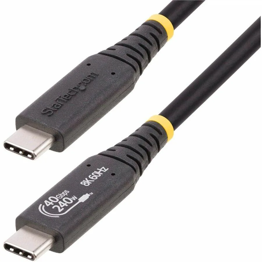 Black USB-C cable with male connectors on both ends, 1.6 ft long