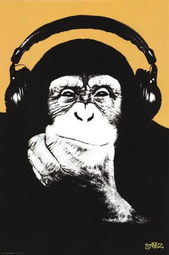 Poster print Headphone Monkey by Steez 24 x 36 inches