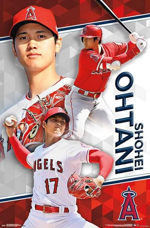 Poster print of Shohei Ohtani in Los Angeles Angels uniform, 22 by 34 inches, premium heavy stock paper