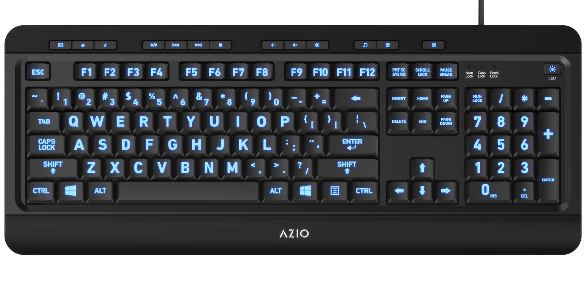 AZIO AZIO KB505U Vision Large-Print Backlit Keyboard Black — product photo