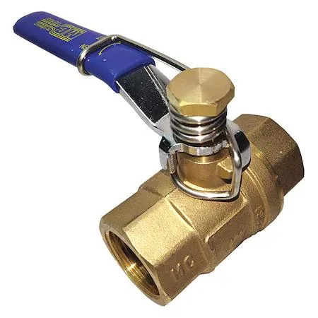 Brass inline ball valve with spring-return steel handle