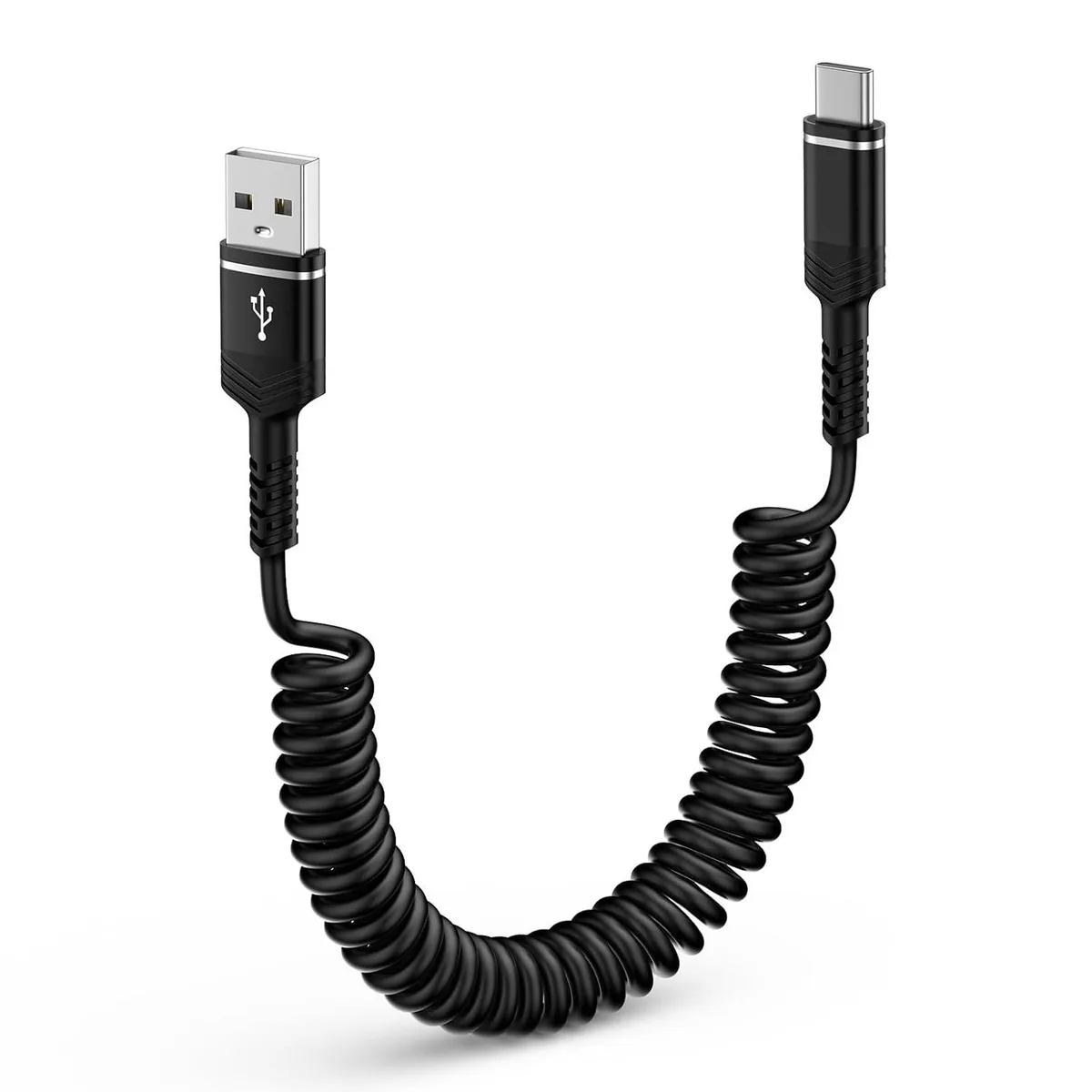 Mobee Mobee A15 Charger Cable 3FT Coiled USB A to USB C — product photo
