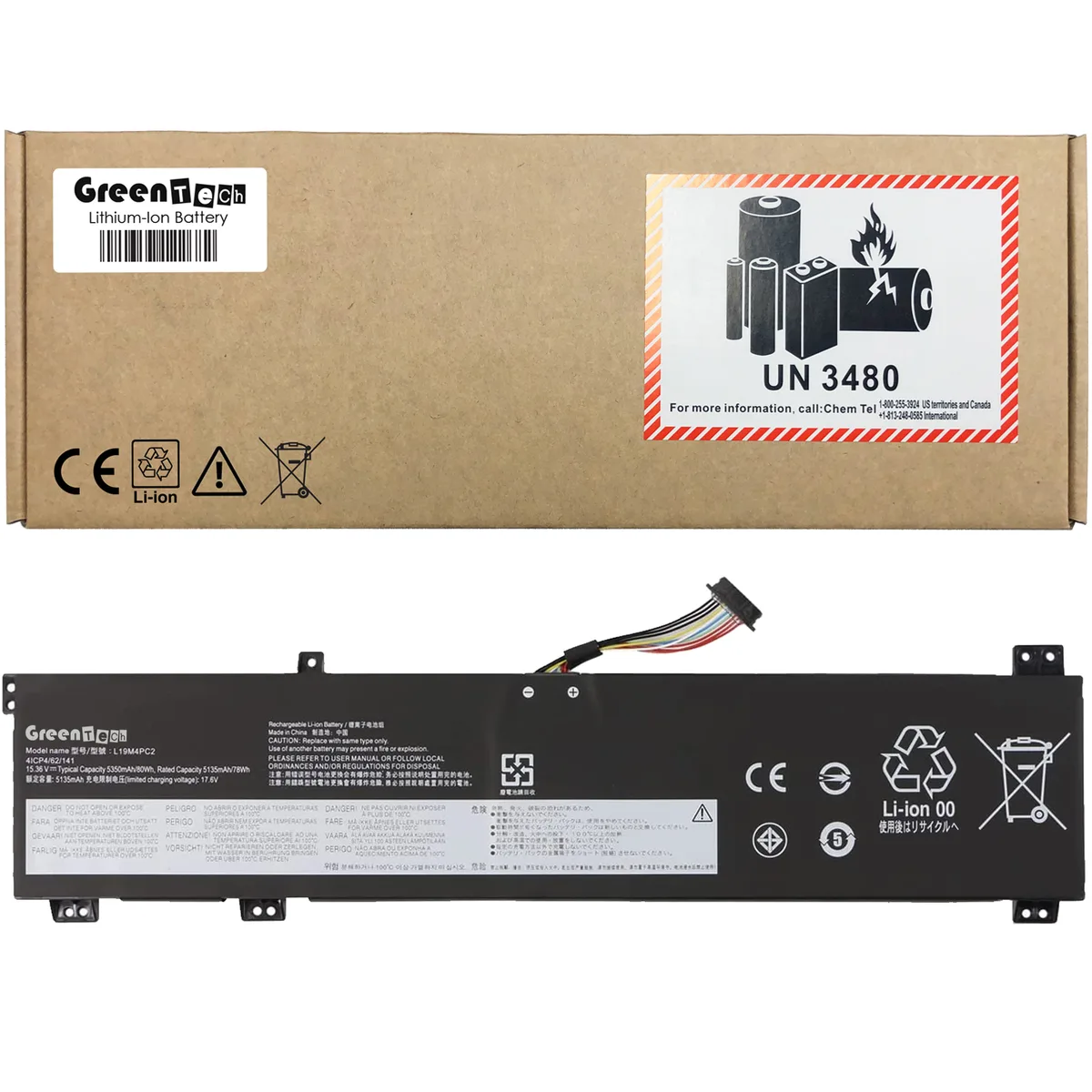 GreenTechLLC GreenTechLLC L19M4PC2 80WHR laptop battery — product photo