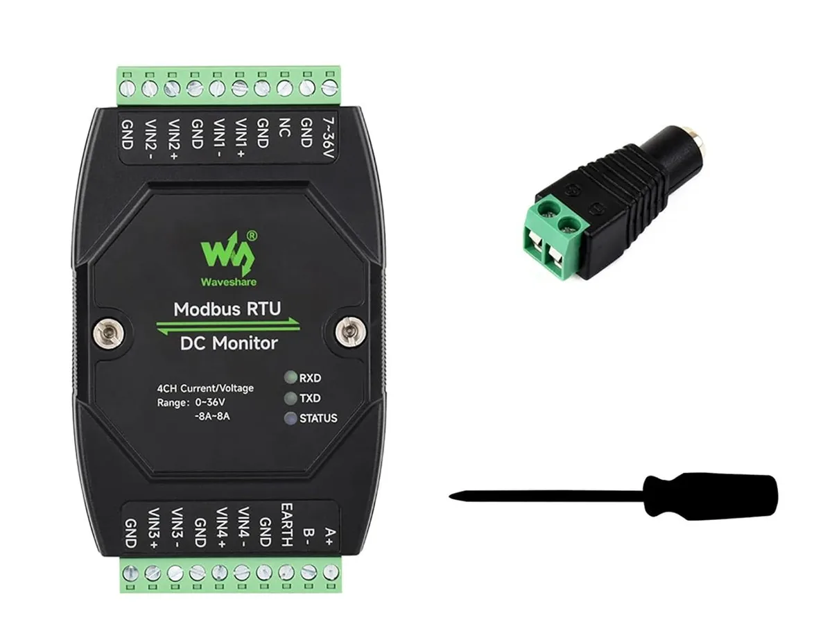 LORDWORLD LORDWORLD 4CH Modbus RTU DC Monitor 36V 8A 16-bit DIN Rail — product photo