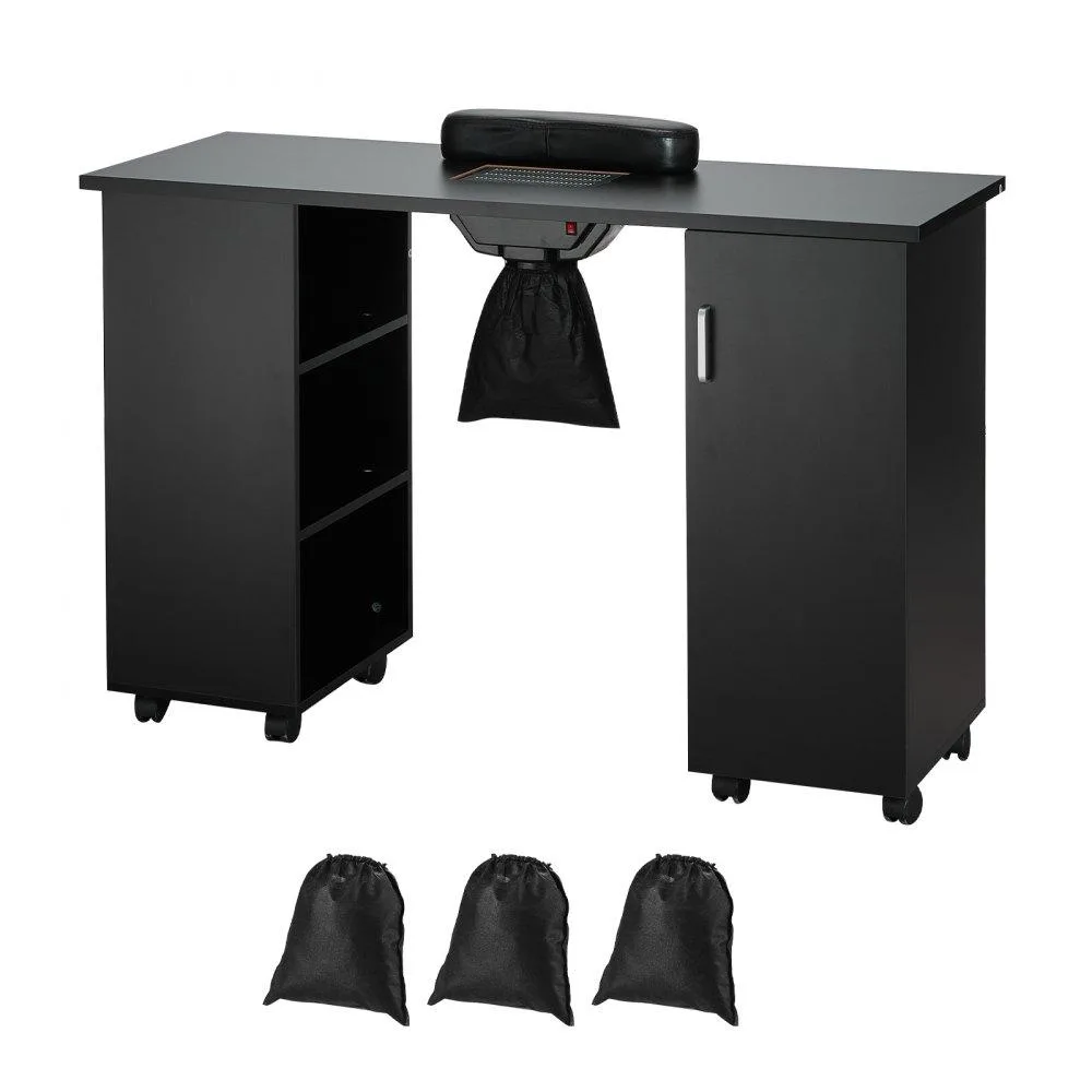 VEVOR VEVOR MT-245 Manicure Table Black 1200x450x805mm 8 Wheels 6W — product photo
