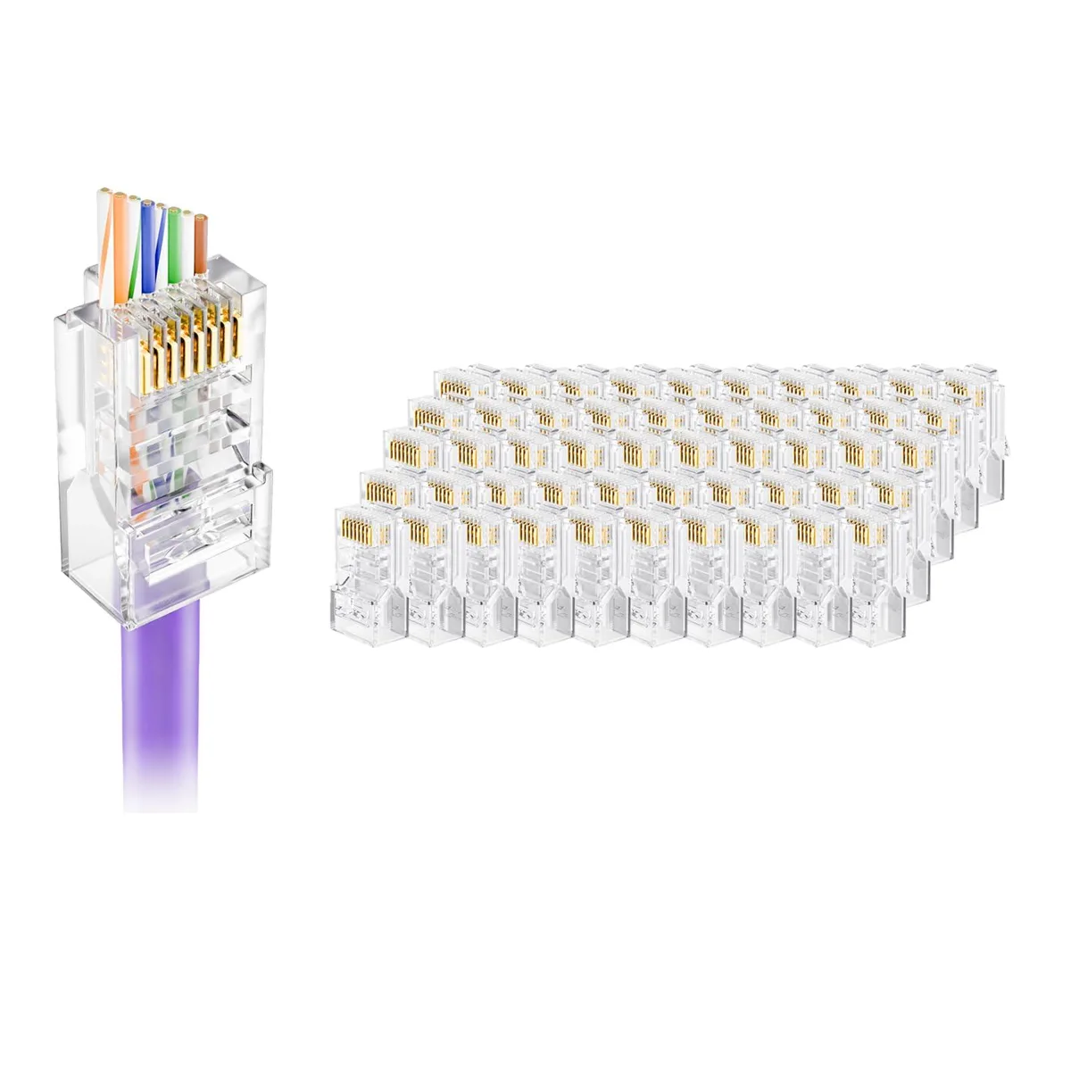  WAVLINK SJ553 Cat5e Pass-Through RJ45 Connectors 50-Pack — product photo