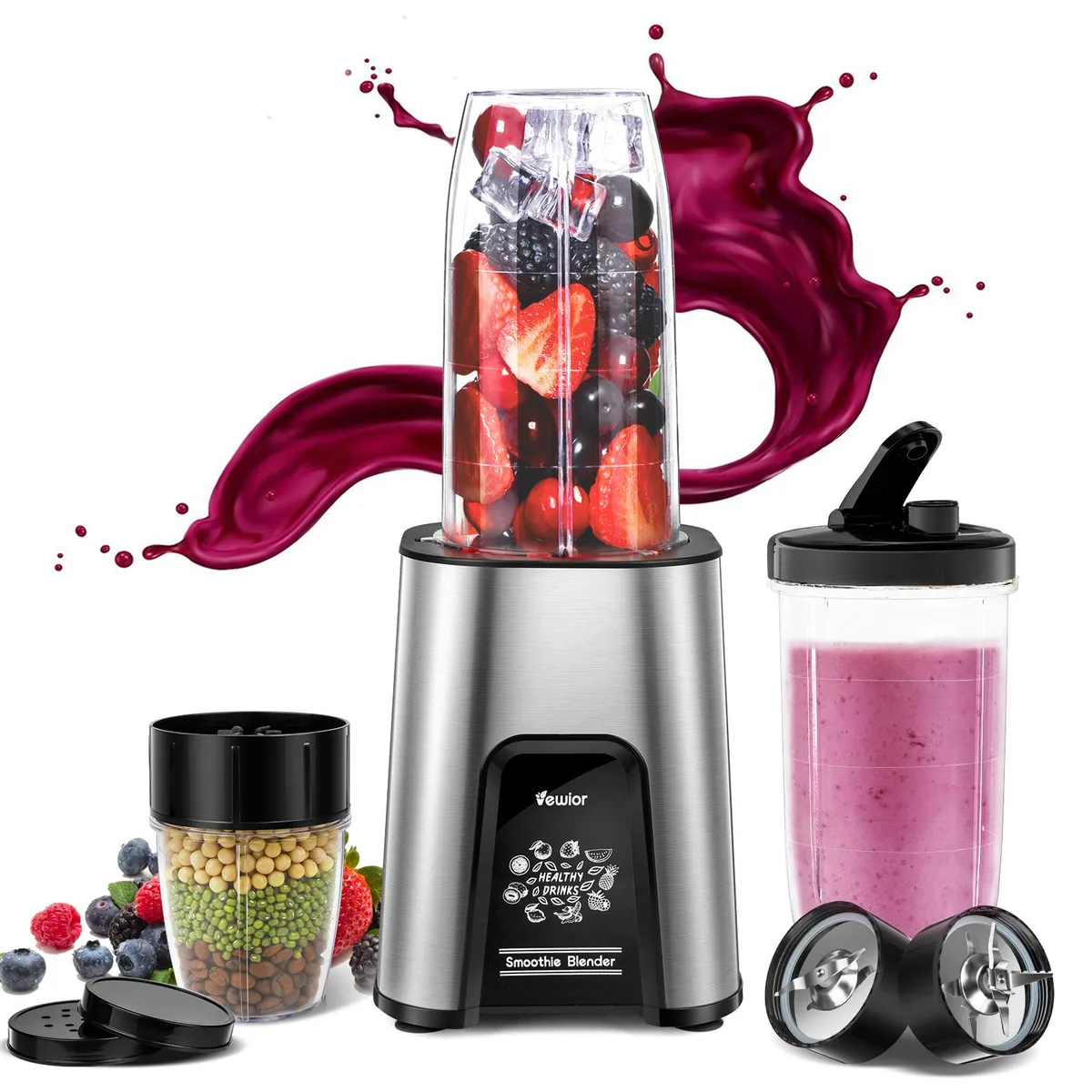 TEMAGICH TEMAGICH 1000W Stand Mixer 11-piece 2×23 oz+10 oz cups — product photo