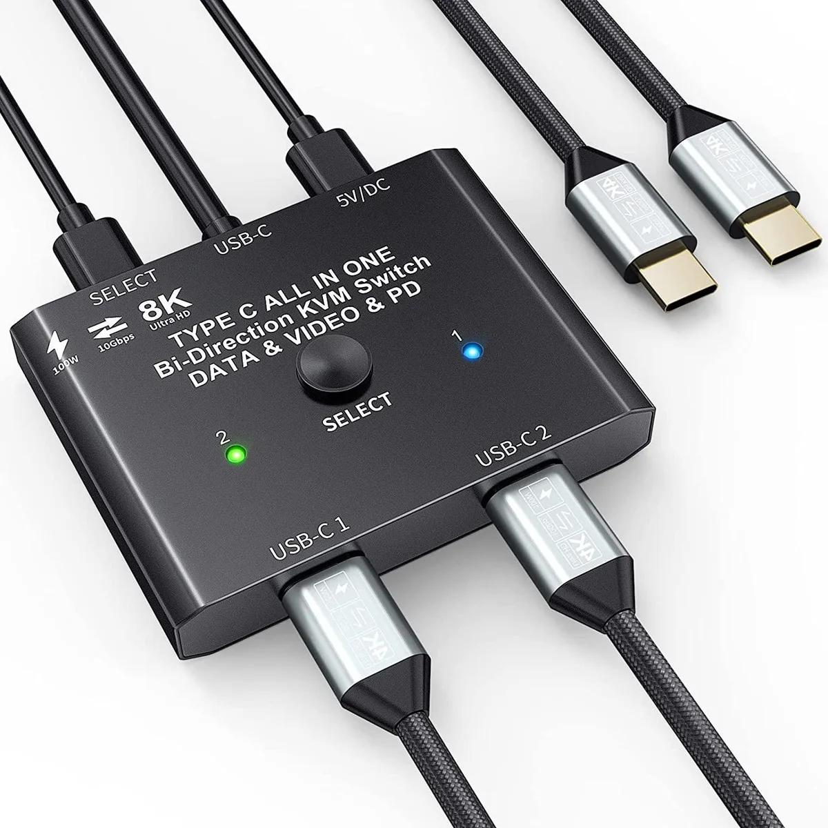 WRIARICH WRIARICH Bi-Directional USB-C KVM Switch 8K@60Hz 10Gbps 100W — product photo