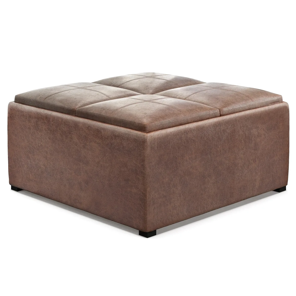 tuphen tuphen Avalon Square Coffee Table Storage Ottoman Distressed Umber Brown 35x35x18 — product photo