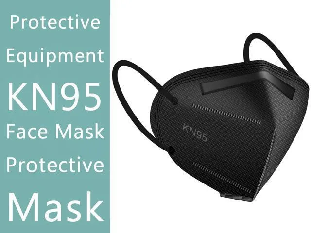 Box of 500 black disposable 5-layer masks with ear loops and nose clip