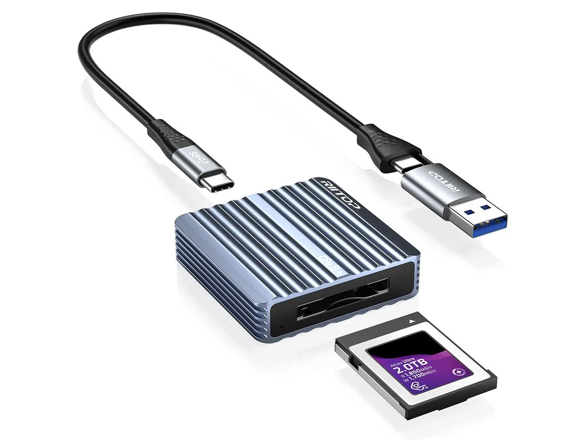 RIITOP RIITOP CFexpress Type B Card Reader USB 3.2 Gen 2 10Gbps USB-C USB-A 2-in-1 Gray — product photo