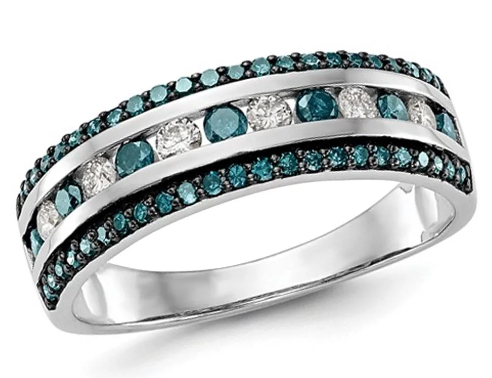 Gem &amp; Harmony Gem &amp; Harmony 0.73 ctw Blue &amp; White Diamond Ring 14K White Gold — product photo
